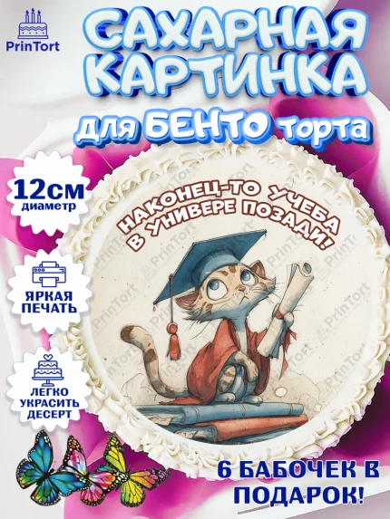 Сахарные круги 12см PT05, Выпускной в университете, арт. PT0523558