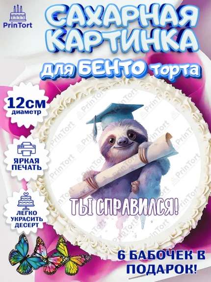 Сахарные круги 12см PT05, Выпускной в университете, арт. PT0523560