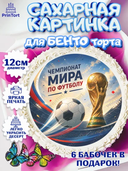 Сахарные круги 12см PT05, Чемпионат Мира по Футболу, футбол, мяч, FIFA, стадион, Девочка, арт. PT0524117
