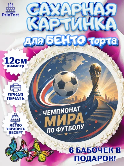 Сахарные круги 12см PT05, Чемпионат Мира по Футболу, футбол, мяч, FIFA, стадион, Девочка, арт. PT0524119