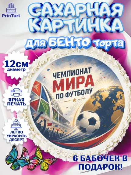 Сахарные круги 12см PT05, Чемпионат Мира по Футболу, футбол, мяч, FIFA, стадион, Девочка, арт. PT0524120