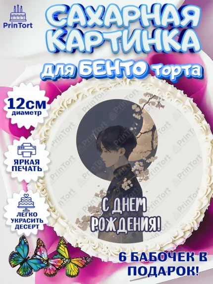 Сахарные круги 12см PT05, С Днём Рождения!, Аниме, мальчик, поздравление с Днём Рождения! Подарок, арт. PT0524196