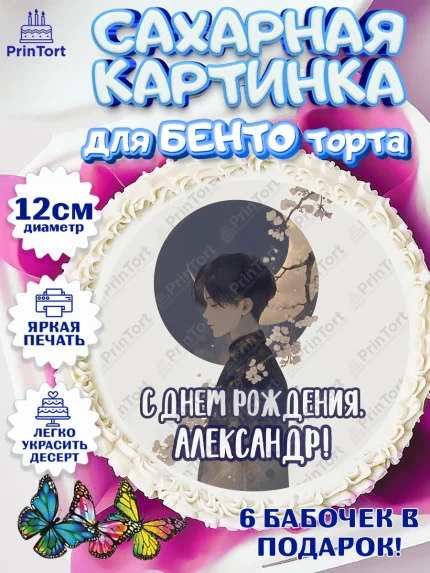 Сахарные круги 12см PT05, С Днём Рождения!, Аниме, мальчик, поздравление с Днём Рождения! Подарок, арт. PT0524198