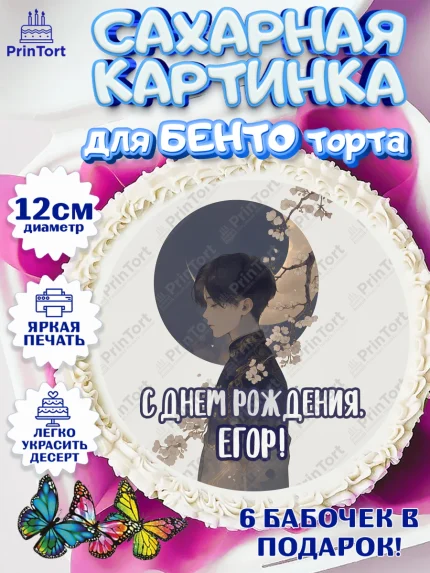 Сахарные круги 12см PT05, С Днём Рождения!, Аниме, мальчик, поздравление с Днём Рождения! Подарок, арт. PT0524212