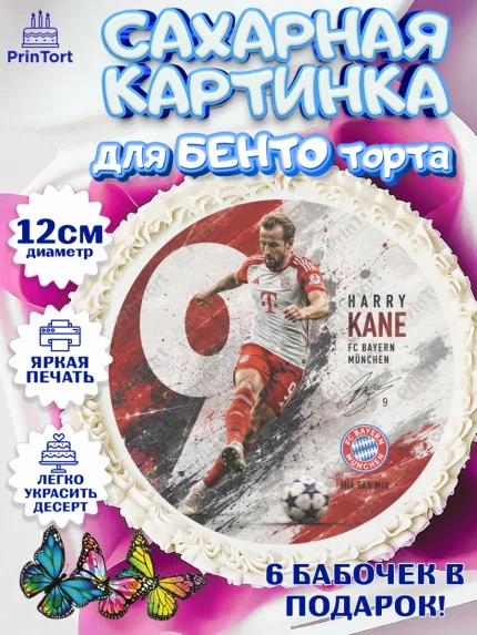 Сахарные круги 12см PT05, Гари Кейн, Футболист Гари Кейн, Девочка, Без конкретного повода, арт. PT0526357