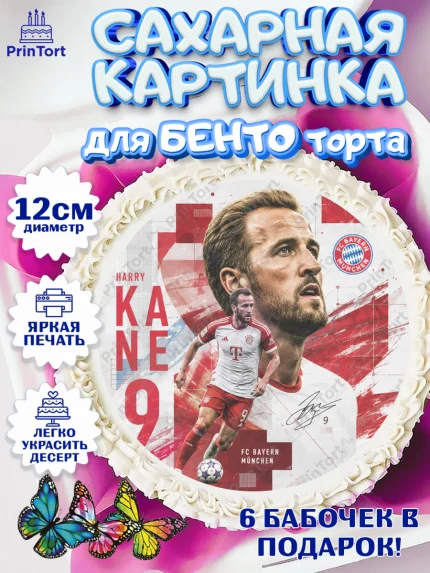 Сахарные круги 12см PT05, Гари Кейн, Футболист Гари Кейн, Девочка, Без конкретного повода, арт. PT0526359