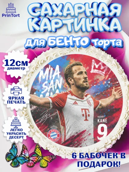 Сахарные круги 12см PT05, Гари Кейн, Футболист Гари Кейн, Девочка, Без конкретного повода, арт. PT0526360