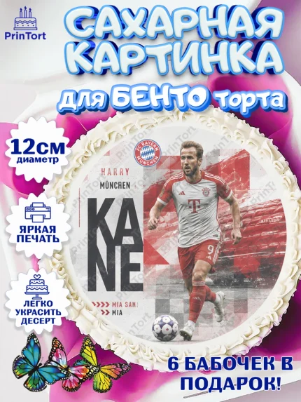 Сахарные круги 12см PT05, Гари Кейн, Футболист Гари Кейн, Девочка, Без конкретного повода, арт. PT0526362