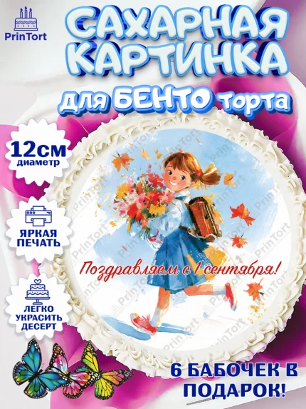 Сахарные круги 12см PT05, 1 сентября первоклассника, Поздравление с 1 сентября для первоклассника, арт. PT0526368