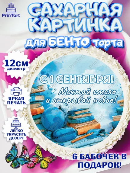 Сахарные круги 12см PT05, 1 сентября первоклассника, Поздравление с 1 сентября для первоклассника, арт. PT0526377
