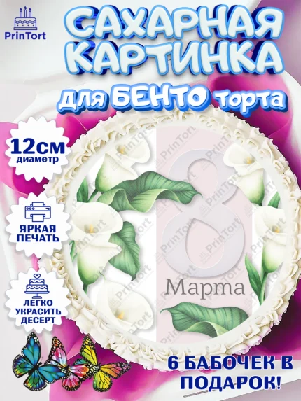 Сахарные круги 12см PT05, 8 марта, Международный женский день, Девочка, арт. PT0526838