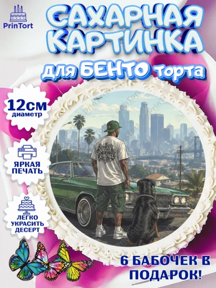 Сахарные круги 12см PT05, GTA 6 ГТА 6, Девочка, День рождения, арт. PT0526927
