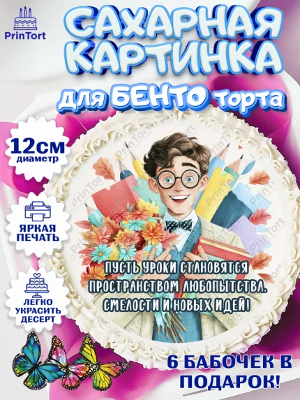 Сахарные круги 12см PT05, 1 сентября учителю, Девушка, День знаний 1 сентября, арт. PT0526940