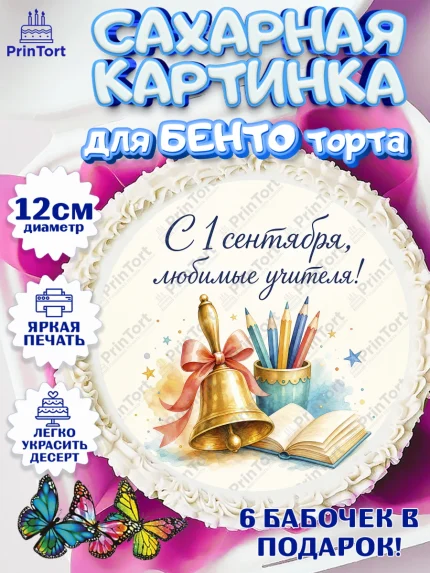Сахарные круги 12см PT05, 1 сентября учителю, Девушка, День знаний 1 сентября, арт. PT0526942