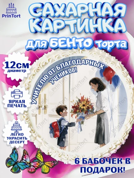 Сахарные круги 12см PT05, 1 сентября учителю, Девушка, День знаний 1 сентября, арт. PT0526944