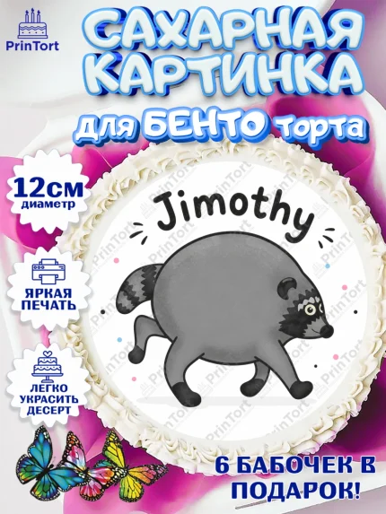 Сахарные круги 12см PT05, Енот Джимити, Мальчик, День рождения, арт. PT0527385