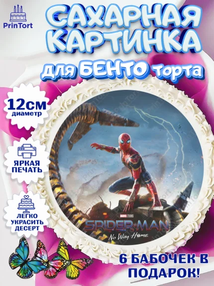Сахарные круги 12см PT05, Человек паук, Мальчик, День рождения, арт. PT0527389