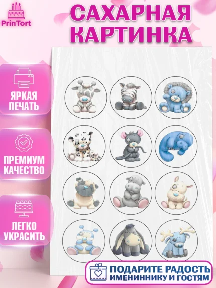 Сахарная картинка, Малышам, Девочке на день рождения, Мальчик, День рождения, арт. PT100218