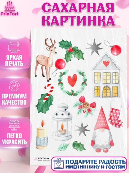 Сахарная картинка, Новый год, Девочка, арт. PT100333