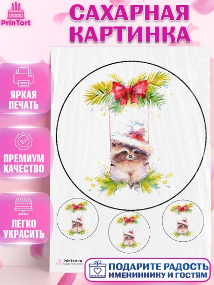 Сахарная картинка, Новый год, Девочка, арт. PT100354
