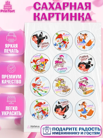 Сахарная картинка, Новый год, Девочка, арт. PT100357