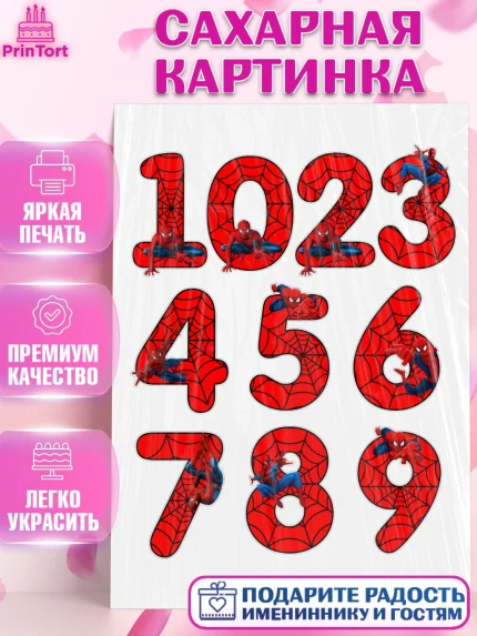 Сахарная картинка, Цифры, Съедобное украшение, Девочка, День рождения, арт. PT100430