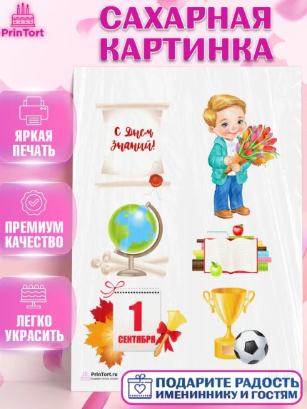 Сахарная картинка, 1 сентября, День знаний Школа, Девушка, День знаний 1 сентября, арт. PT101129