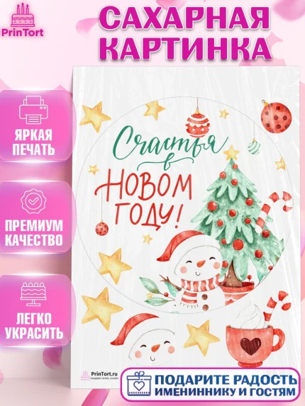 Сахарная картинка, Новый год, Девочка, арт. PT101853