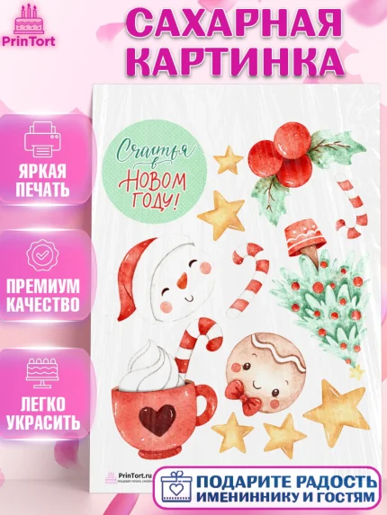 Сахарная картинка, Новый год, Девочка, арт. PT101860