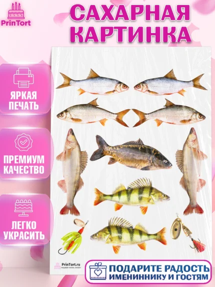 Сахарная картинка, Рыбалка, Рыба, Мальчик, День рождения, арт. PT102099
