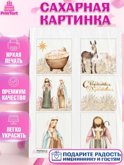 Сахарная картинка, Рождество Христово, Новый Год, Девочка, арт. PT102402