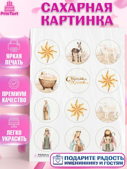 Сахарная картинка, Рождество Христово, Новый Год, Девочка, арт. PT102404
