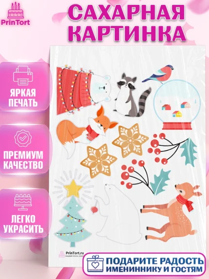 Сахарная картинка, Рождество Христово, Новый Год, Девочка, арт. PT102467