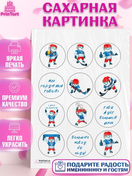 Сахарная картинка, Хоккей, Спорт, Мальчик, День рождения, арт. PT102620
