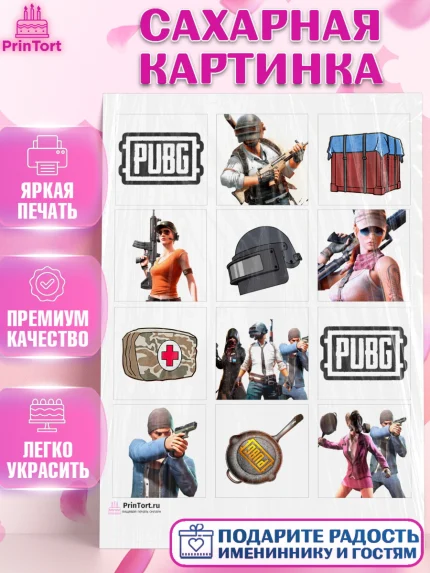 Сахарная картинка, ПАБГ, PUBG, Мальчик, День рождения, арт. PT102913