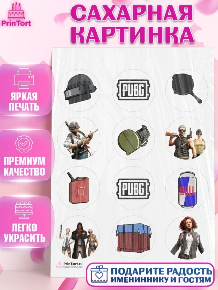 Сахарная картинка, ПАБГ, PUBG, Мальчик, День рождения, арт. PT102914
