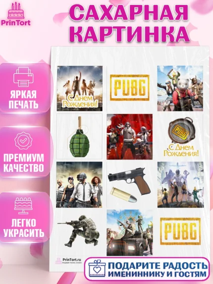 Сахарная картинка, ПАБГ, PUBG, Мальчик, День рождения, арт. PT102919