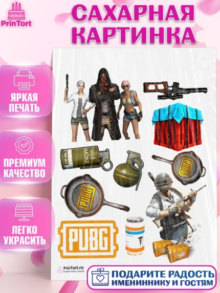 Сахарная картинка, ПАБГ, PUBG, Мальчик, День рождения, арт. PT102924