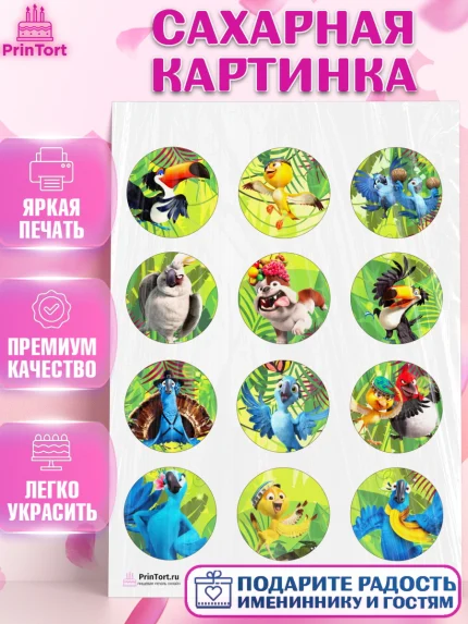 Сахарная картинка, Рио, Девочка, День рождения, арт. PT103435