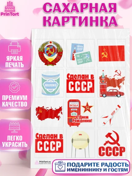 Сахарная картинка, Сделан в СССР, Девочка, День рождения, арт. PT103528