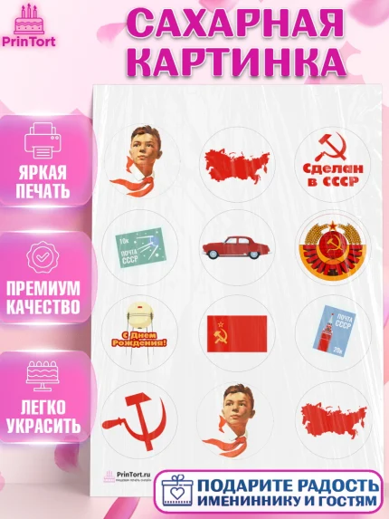 Сахарная картинка, Сделан в СССР, Девочка, День рождения, арт. PT103529