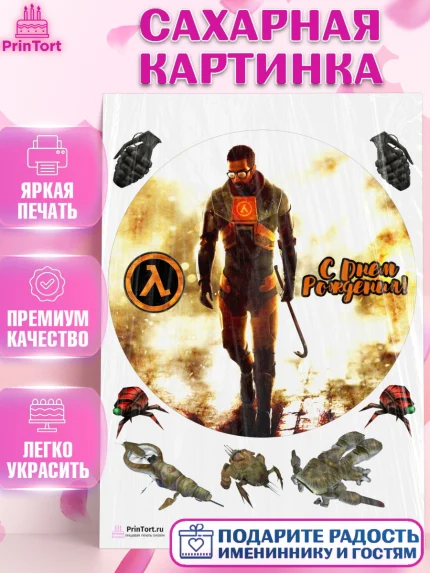 Сахарная картинка, Халф-Лайф, Half-Life, Мальчик, День рождения, арт. PT103561