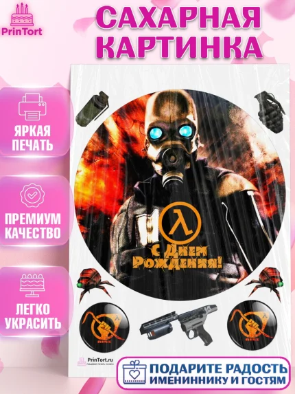 Сахарная картинка, Халф-Лайф, Half-Life, Мальчик, День рождения, арт. PT103562