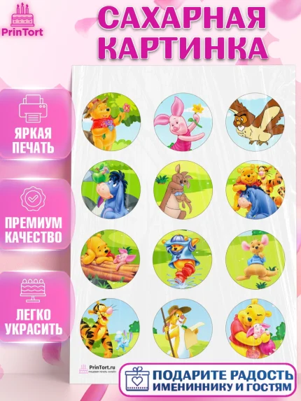 Сахарная картинка, Винни-Пух, Девочка, День рождения, арт. PT103632