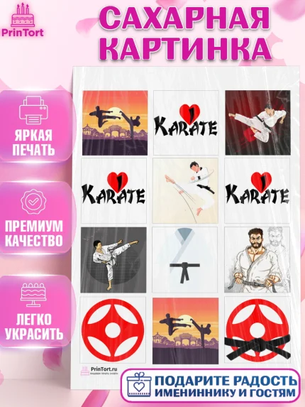 Сахарная картинка, Карате, Спорт, Мальчик, День рождения, арт. PT104103