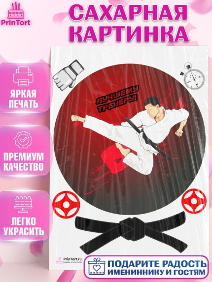 Сахарная картинка, Карате, Спорт, Мальчик, День рождения, арт. PT104106