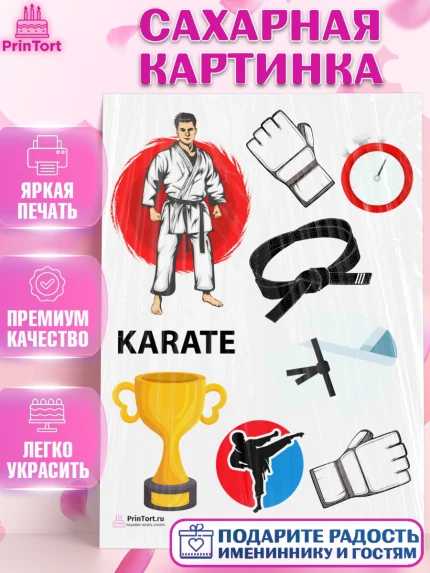 Сахарная картинка, Карате, Спорт, Мальчик, День рождения, арт. PT104108