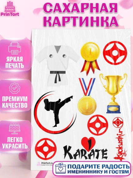 Сахарная картинка, Карате, Спорт, Мальчик, День рождения, арт. PT104114