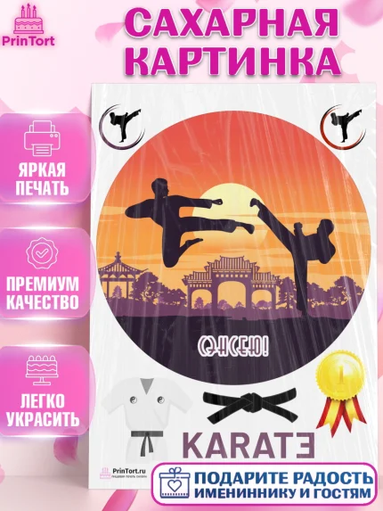 Сахарная картинка, Карате, Спорт, Мальчик, День рождения, арт. PT104115