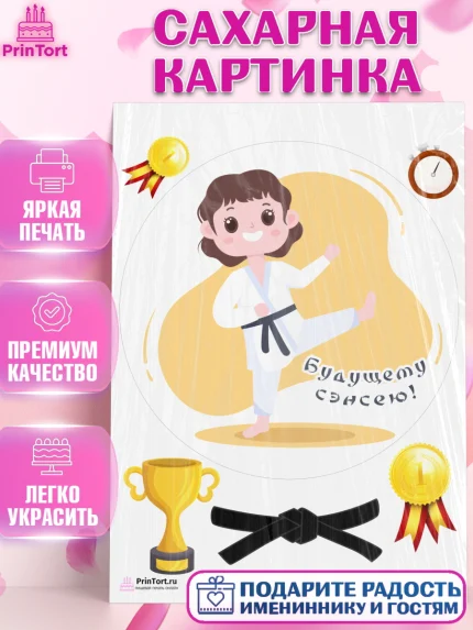 Сахарная картинка, Карате, Спорт, Мальчик, День рождения, арт. PT104119